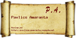 Pavlics Amaranta névjegykártya